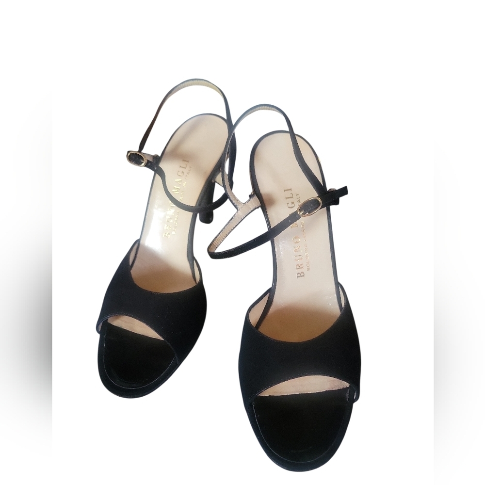 Bruno Magli Black Women's Leather/Suede Open Toe Ankle Strap Holiday SZ 6M